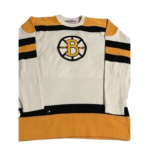 Boston Bruins Sweater Jersey - Ebbets Field Flannels - Men's L - Acrylic / Wool